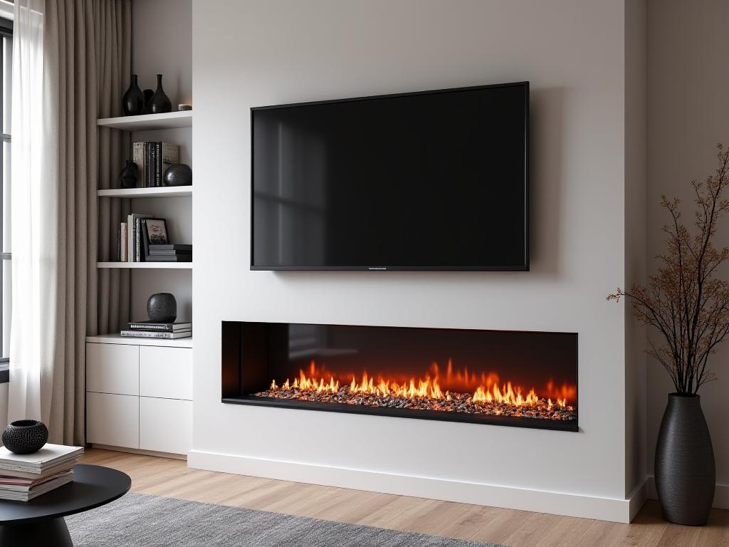 Cheminée sur mesure avec intégration TV